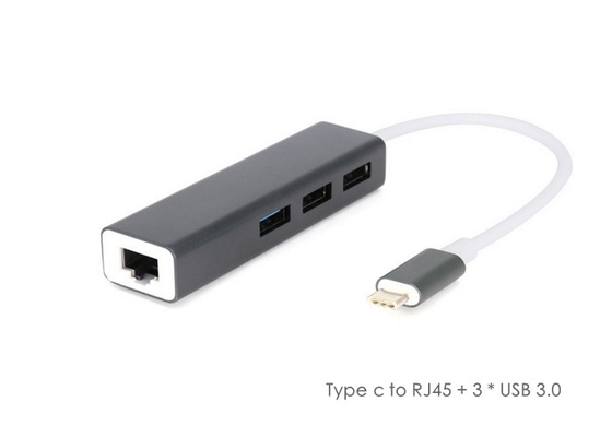 China QS MLTUSB3109, Type C USB-C to 3-Port USB 3.0 Hub with RJ45 Gigabit Ethernet  Adapter supplier