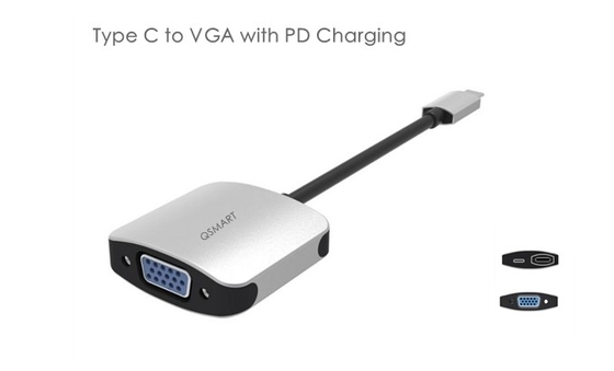 China QS MLTUSB3121, USB-C to VGA Adapter with PD Charging supplier