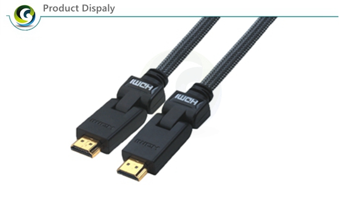 QS1023，QSMART Latest standard 180 degree Gold plated High Speed with Ethernet Audio Return 3D 4K 1.4V 2.0V HDMI Cable