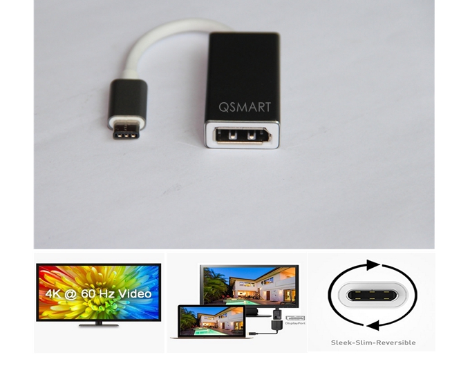 QS MLTUSB3104,USB-C Type c to DP adapter, USB Type-C to DP/ DisplayPort Adapter