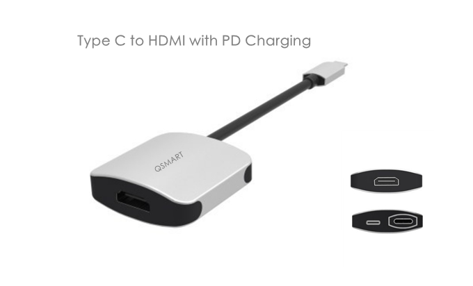 QS MLTUSB3120, USB-C to HDMI Adapter with PD Charging