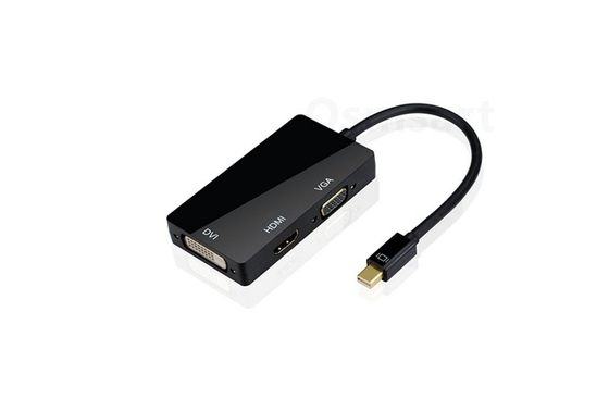China QS MIDP002, Mini DisplayPort Thunderbolt to DVI VGA HDMI TV Adapter supplier